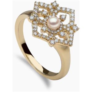 Petal 18K Gold Akoya Pearl and Diamond Ring