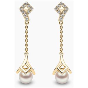 Trend 18K Gold Süßwasserperlen und Diamant-Ohrringe