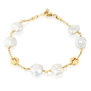 Satin Finish White Keshi Pearls Bracelet