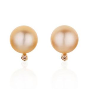 Pearl & Cognac Diamond Earrings