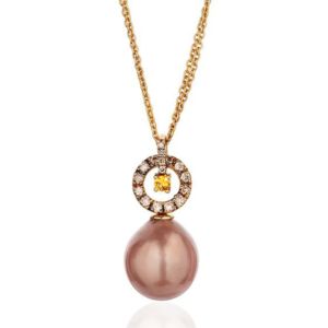 Brown Tahitian Pearl, Sapphire & Diamond Necklace