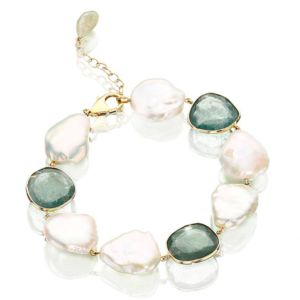 Gold Aquamarine & Keshi Pearl Bracelet