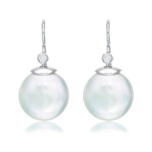 Weiße Diamant-Perlen-Ohrringe