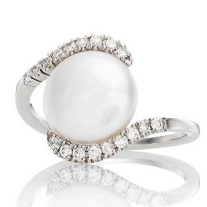 Ring Weiß Diamant Perle