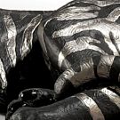 Tiger Figurine. Silver Lustre and Black