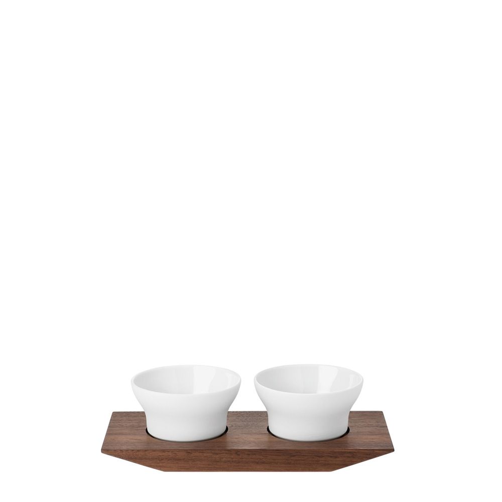 Set of 2 salt/spices dishes on tray 18 cm