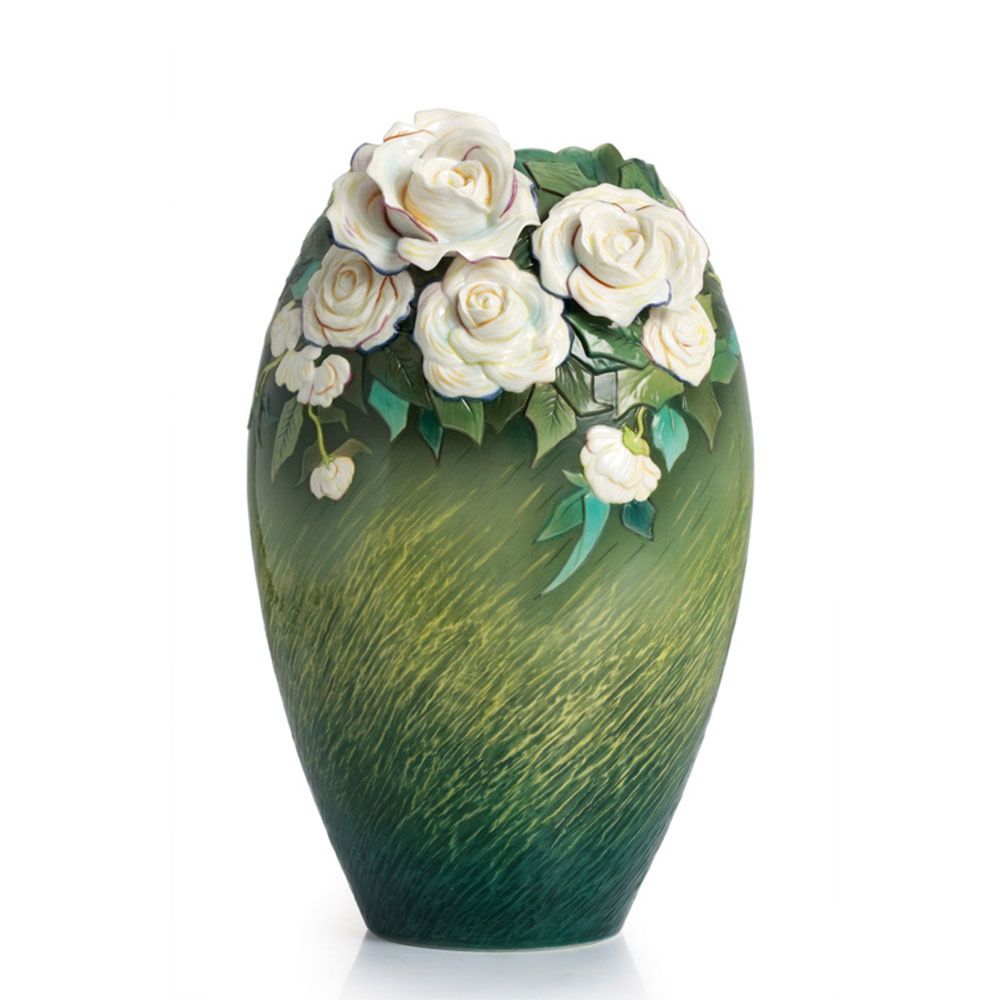 White roses vase 41 cm