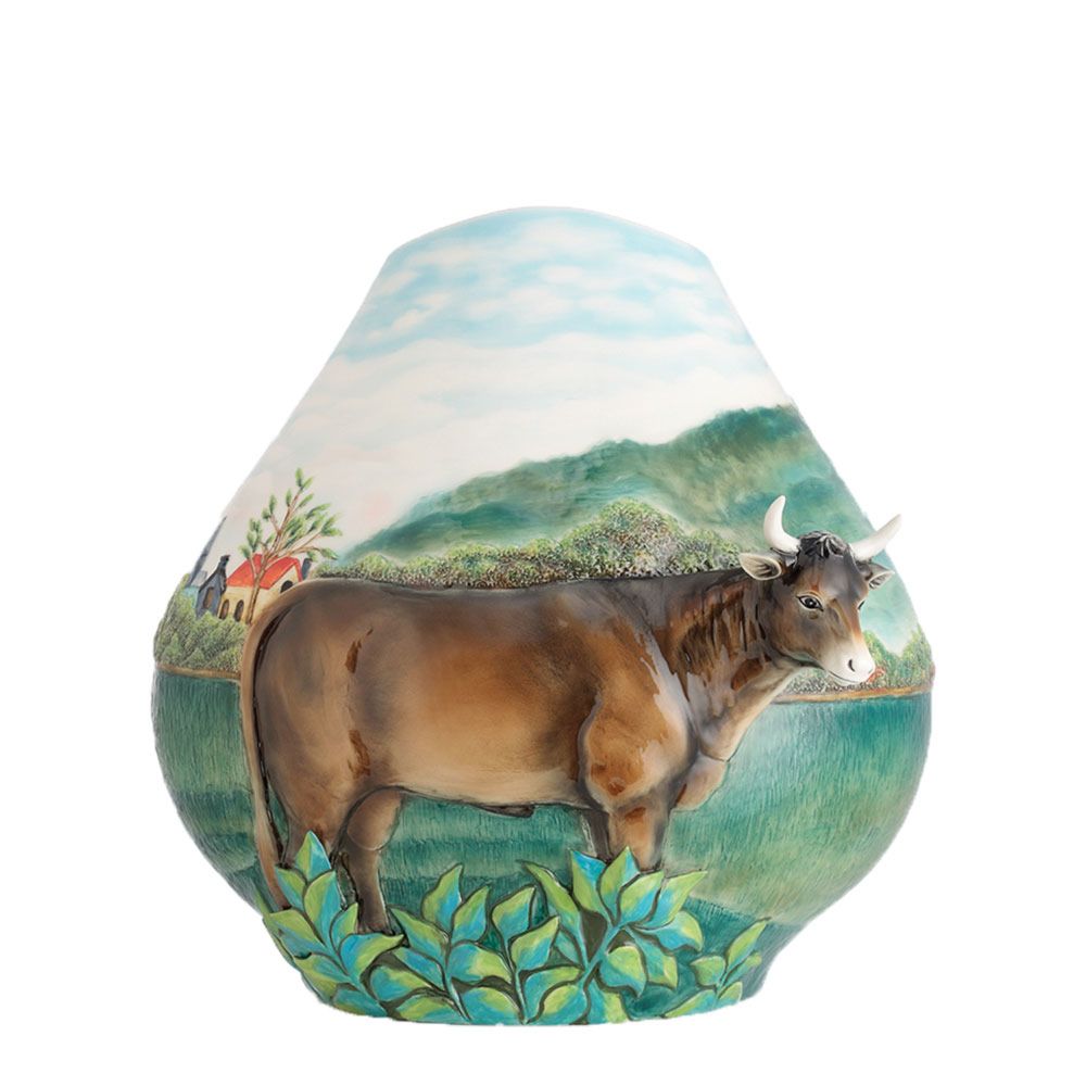 Landscape w. Cattle (inspired by Henri Rousseau) vase 31 cm