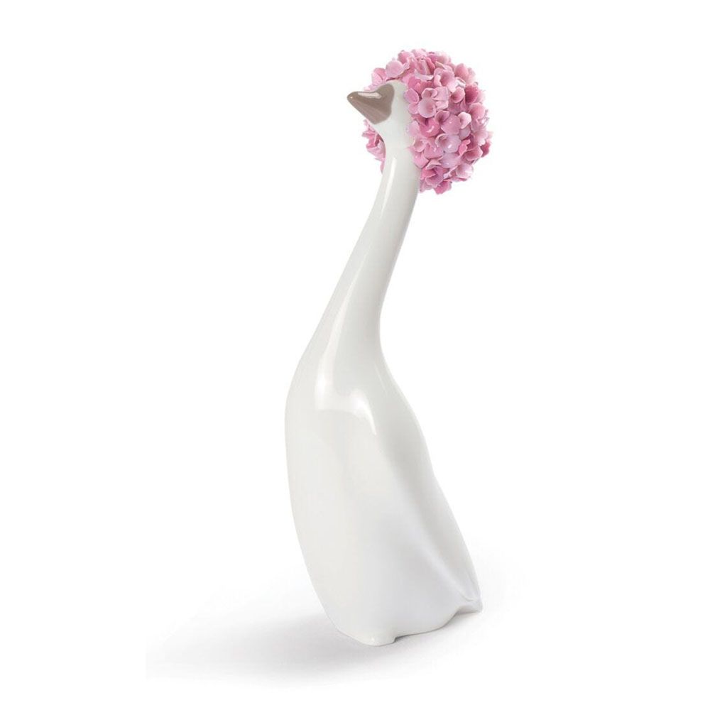 Goossiping Goose Figurine. Pink